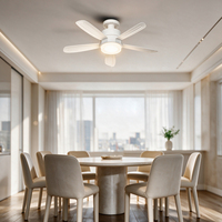 Ventilateur de plafond moderne blanc avec lumière, 5 pales, anneau LED vert 24W, montage encastré, double taille D400 D520, télécommande