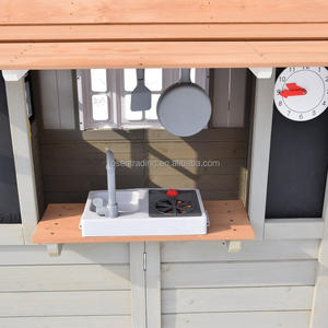 Maisonnette de jeu extérieure en bois pour enfants, avec comptoir de service, mur et porte à empreintes de pattes, pour jardin - Product Image 4