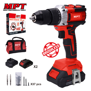 MPT MPCD2127.B2 18V/21V Taladro inalámbrico sin escobillas Alto Torque 60N. M Ajuste de doble velocidad con dos baterías - Product Image 1