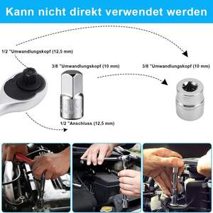 Adaptateur de douille Go Crv 1/2 à 3/8 à 1/4 en acier allié au chrome vanadium pour clé à cliquet - Product Image 2