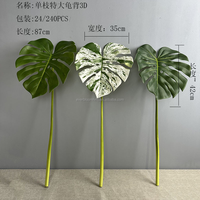 Feuille de Monstera artificielle réaliste au toucher naturel, design réaliste, feuillage vert et blanc, pour la décoration de la maison, de l'hôtel, du salon, de la table