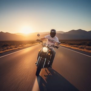 T-shirt con logo Nasa, maglietta grafica casual bianca da uomo per motociclisti - Product Image 3