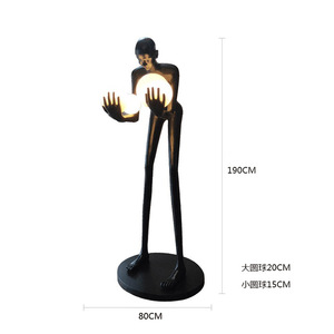 Lampe Sculpture Statuette de <span class=keywords><strong>Moine</strong></span> Pliant Tenant une Boule, Éclairage Artistique, Sculpture Lumineuse, Lampes de Sol pour Hall d'Hôtel - Product Image 6