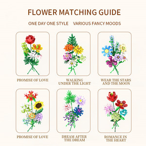 Ensemble de construction Bouquet de fleurs artisanat en plastique créatif nouveauté bloc de construction jouets 371 pièces blocs de construction de fleurs cadeaux parfaits - Product Image 3