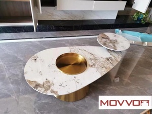 <span class=keywords><strong>Table</strong></span> <span class=keywords><strong>basse</strong></span> ronde en <span class=keywords><strong>céramique</strong></span> de luxe avec de nouveaux meubles de maison de plaque de roche de conception de marbre pour le salon - Product Image 3