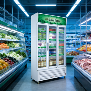 Réfrigérateur de présentation commercial Tongmai à 3 portes vitrées, double température, refroidissement direct, dégivrage automatique, 12 étagères, 220V - Product Image 2