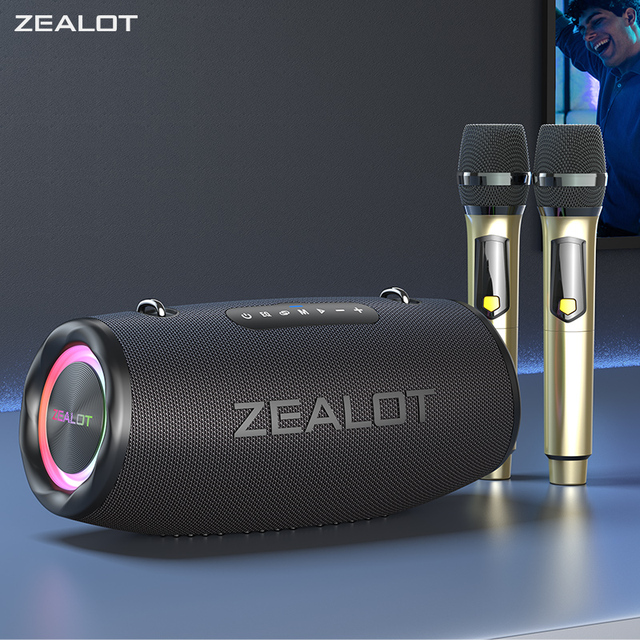 Outdoor Party Speaker Zealot S87M Wireless RGB LED Light Waterproof Speaker  Portable Speaker With Microphones