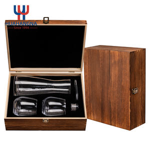 Juego de 5 Decantadores de <span class=keywords><strong>Vino</strong></span> de Cristal Transparente con Copas sin Tallo y Accesorios para Abrir <span class=keywords><strong>Vino</strong></span> en Caja de Regalo de Madera - Product Image 1