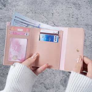 Factory Price Women's <b>Wallet</b> Card Holder Short Slim PU Leather Handmade Multifunction Fashion Simple Tri-Fold Purse for Gifts - Product Image 3