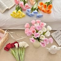 Vente en gros de branches de fleurs artificielles en tulipes faites à la main, toucher réel, fleurs en soie, fleurs ballon, pour la maison, les mariages, la Saint-Valentin, les événements
