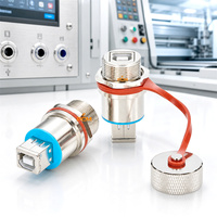 Adaptor Panel Mount Tahan Air IP67 USB2.0 Tipe B Female ke Female untuk Printer dan Scanner Industri
