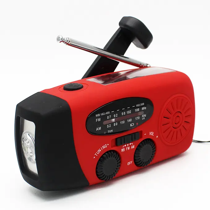 Mini Am Fm Noaa Led Noodzaklamp Hand Crank Solar Survival Weer Draagbare Radio Met Telefoon Oplader