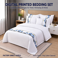 Parure de lit hôtelière 4 pièces en coton, drap et housse de couette pour gîtes, clubs, vente en gros d'usine, impression numérique personnalisée