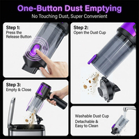 Aspirateur de voiture sans fil à moteur sans balais, filtre HEPA, 120W haute puissance, batterie 6000mAh, vidage de la poussière en un clic pour la maison