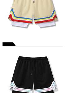 Pantalones de baloncesto informales de verano para hombre, pantalones cortos deportivos de secado rápido de doble capa, ropa exterior tejida transpirable, cintura media para correr para adultos - Product Image 4
