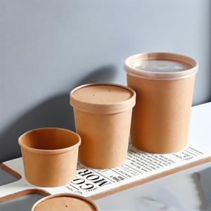 <b>Disposable</b> Soup Bucket Kraft Paper Porridge Bucket Paper Bowl With Paper Cover <b>Lid</b> - Product Image 2