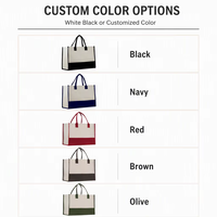 Sac fourre-tout en toile de coton imprimé sur mesure avec bordure contrastée et poignées d'épaule, vente en gros pour les chaînes de magasins et les boutiques