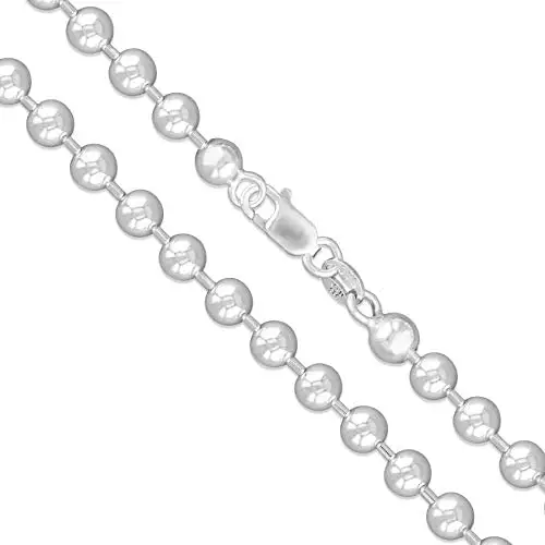 Fashion 925 Sterling Silver Italian Ball Bead Chain 3mm 4mm 5mm 6mm 8mm 10mm 925 Italy New Dog Necklace