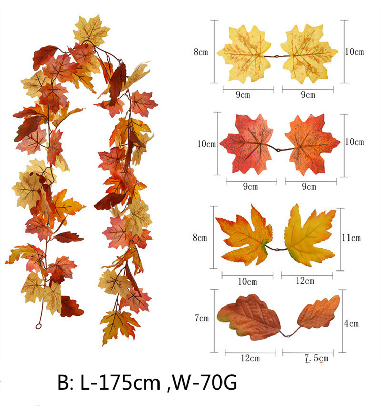Artificial Autumn Fall Maple Leaves Garland  for Thanksgiving  Home Decoration