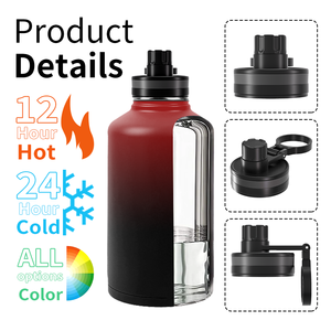 Botol Air Terisolasi 32oz 64oz Dengan Sedotan, Cangkir Air Olahraga Stainless Steel Dinding Ganda Vakum Anti Bocor untuk Perjalanan - Product Image 5