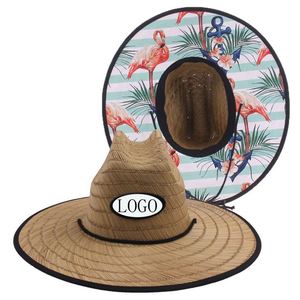 Wholesale Custom Promotional <b>Straw</b> Cowboy <b>Hat</b> Unisex Sun Wide Brim Fishing <b>Straw</b> Lifeguard <b>Hat</b> for Men With Custom Logo - Product Image 5