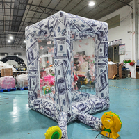 Cabine gonflable de machine de grippage d'argent de cube en espèces de PVC avec le ventilateur pour annoncer la promotion d'événement