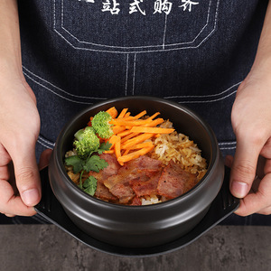 Ensemble de bibimbap coréen en pot de pierre 2,1-3L, pot en argile résistant aux hautes températures et durable pour la vaisselle de restaurant - Product Image 3