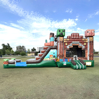 Château gonflable 18 oz 1000D PVC Mine Gamer Moonwalk avec toboggan et piscine