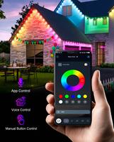 Guirlande lumineuse RGB permanente pour extérieur avec télécommande et application 24V, de 10M à 60M, étanche pour avant-toits, toitures, balcons, pergolas, allées