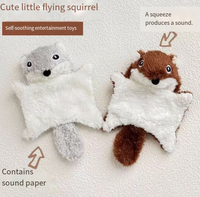 Jouet pour chat en peluche drôle et mignon en forme d'écureuil volant, interactif, résistant aux morsures, motif dessin animé, avec son de papier froissé, pour l'exercice des chatons