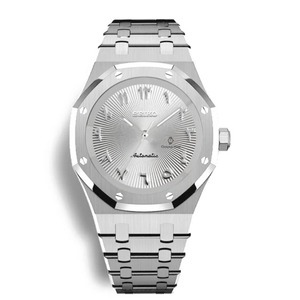 Montre de sport de luxe en acier inoxydable, résistante à l'eau, mouvement mécanique NH35, calendrier, verre saphir, boîtier polygone, décontractée - Product Image 3