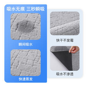 Alfombra de Baño Rectangular de Felpa Kabe, Color Gris, Poliéster Absorbente, Diseño Minimalista, para Baño y Aseo - Product Image 2