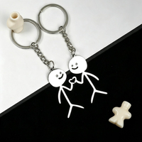 Porte-clés Graffiti Minions Couple Bâtonnets de Corps, Cœur Entrelacé, en Métal Assorti, Pendentif de Sac Romantique pour Amoureux, Accessoires Cadeaux