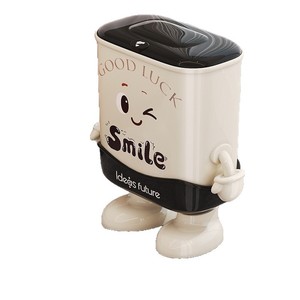 Smiling Trash Can Large Size Rectangular With Lid Indoor Use For Living Room And Bathroom Multi Functional Waste Bin - Product Image 4