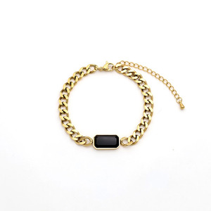 Hip Hop Style Black Square Zircon Bracelet Gold Chain 18k Titanium Steel Women's Jewelry Geometric Design - Product Image 5