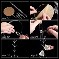 Support à tasses en acrylique transparent de 14 pouces pour comptoir avec 6 crochets amovibles