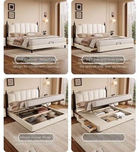 Lit de rangement de style médiéval et français luxueux en chenille réglable 15m x 18m avec structure pneumatique et trois tiroirs – Garantie 3 ans - Product Image 4