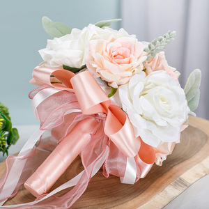 Bouquet de mariée créatif, bouquet de mariée blanc, bouquet de mariée en roses artificielles, bouquet de mariée pour cérémonie de mariage - Product Image 3