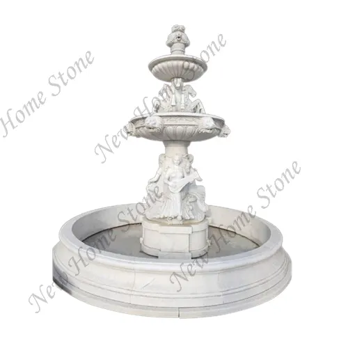 Large outdoor garden fountain decor marble fountain hand carved large stone fountain with lion and horse statue