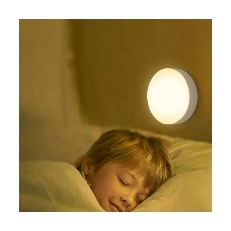 Led Illusion lamba tabanı yuvarlak sensör gece lambası Usb kablosu şarj edilebilir gece lambası beyaz Modern ABS 6 Led boncuk yatak odası dolabı