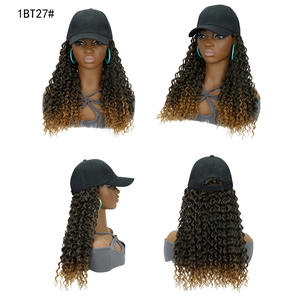Perruques de <span class=keywords><strong>cheveux</strong></span> bouclés ondulés ondulés longs synthétiques moelleux avec chapeau Baseball naturellement connecter perruque de chapeau réglable - Product Image 2