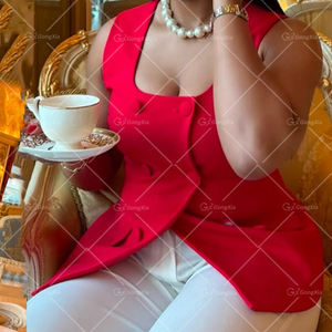 Blusa de Verano GX1600 para Mujer, Cuello Cuadrado, Sexy, Elegante, Ajustada, Sin Mangas, con Botones Únicos - Product Image 1