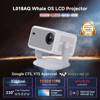 Wupro L018AQ Proyector LCD giratorio Aplicación Global 300 ANSI Lumens 1 + 8GB 1080p 4K Soporte Smart Android 11,0 Proyector LED portátil