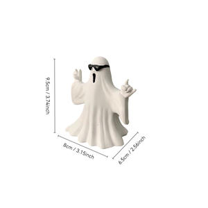 Lustige Mittelfinger-Statue, Gruselige Halloween-Kürbis-Figur mit Sonnenbrille, Miniatur-Geister-Figuren für Tisch, Regal, Büro, Schreibtisch, Heim-Dekoration - Product Image 4