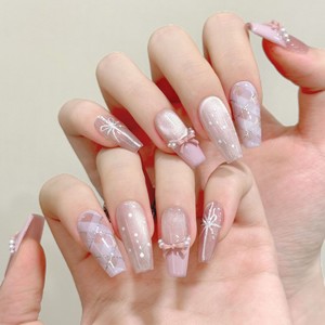 Autocollants pour <span class=keywords><strong>faux</strong></span> <span class=keywords><strong>ongles</strong></span> français, motif cœur de fille en armure, ballet papillon, œil de chat, cuir à carreaux poudré - Product Image 4