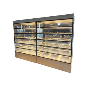 Cake Bread <b>Display</b> Showcase for Supermarkets Glass Plywood Material Custom Color and Size Lacquer Finish - Product Image 1