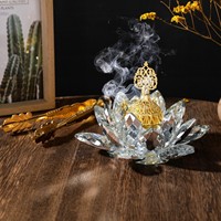 Kristal lintas batas untuk lampu parfum teratai tempat dupa Arab Diffuser aromaterapi dekorasi rumah ornamen Timur Tengah