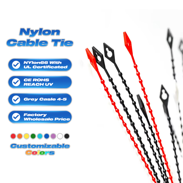 Customize Colorful Various Length Spec Releasable Nylon 66 Knot Type Kabel Ties Reusable Adjustable Bead Ball Type Cable Ties