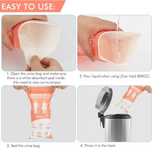 Bolsas de Orina Desechables de 800 ml, Bolsas de Orina Portátiles de Emergencia para Mujeres y Hombres, para Viajes - Product Image 4