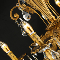Lustre en cuivre rétro design VH européen, décoration de salon, lustre d'éclairage d'escalier, bougie en cristal